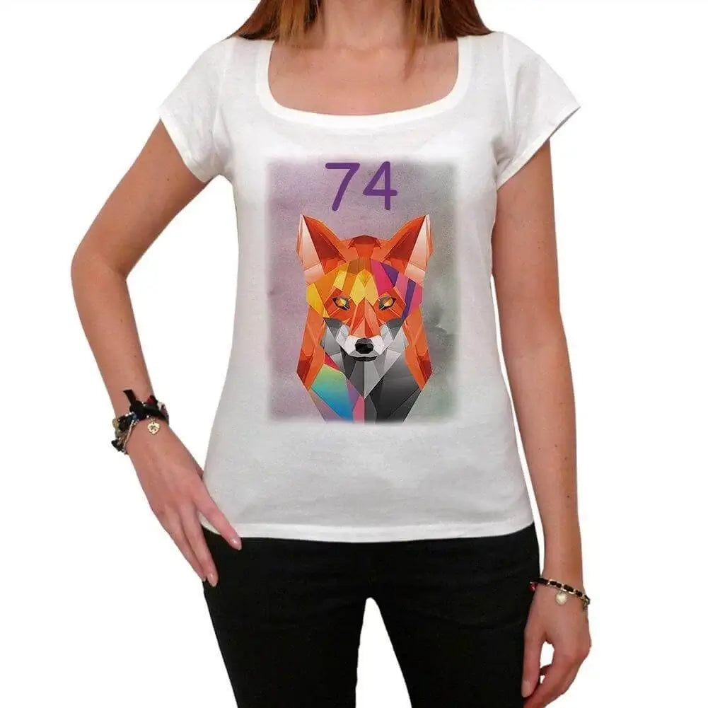 Women's Graphic T-Shirt Geometric Fox 74 74th Birthday Anniversary 74 Year Old Gift 1950 Vintage Eco-Friendly Ladies Short Sleeve Novelty Tee