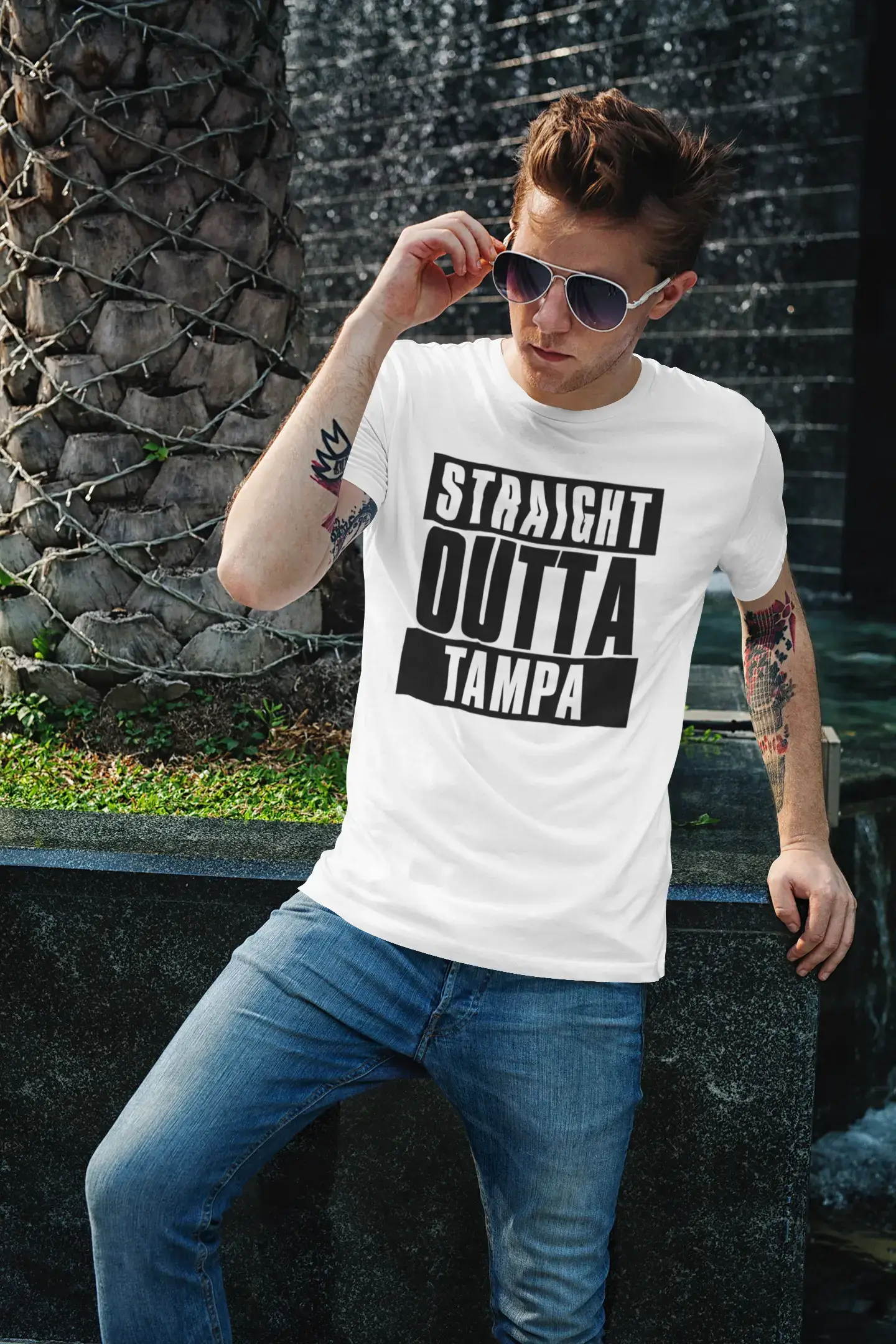 Straight Outta Tampa, Men's Short Sleeve Round Neck T-shirt 00027