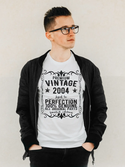 Premium Vintage année 2004, blanc, T-shirt à manches courtes et col rond pour hommes, t-shirt cadeau 00349