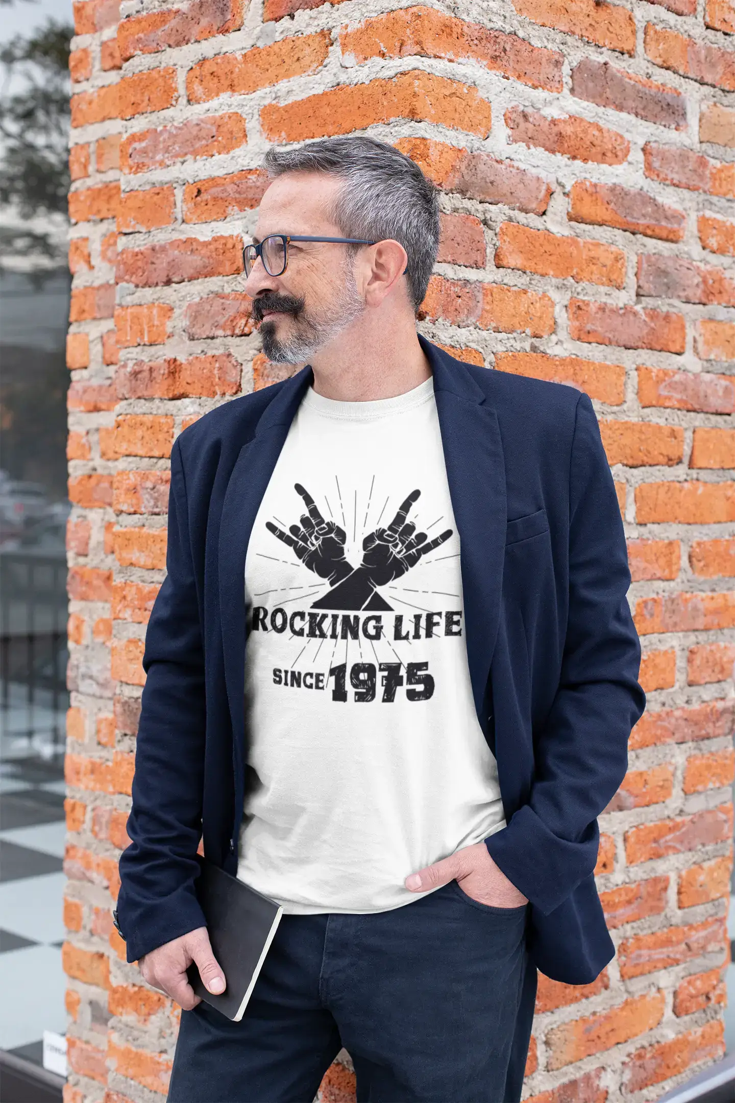 Rocking Life Since 1975 Men's T-shirt Blanc Anniversaire Cadeau 00400