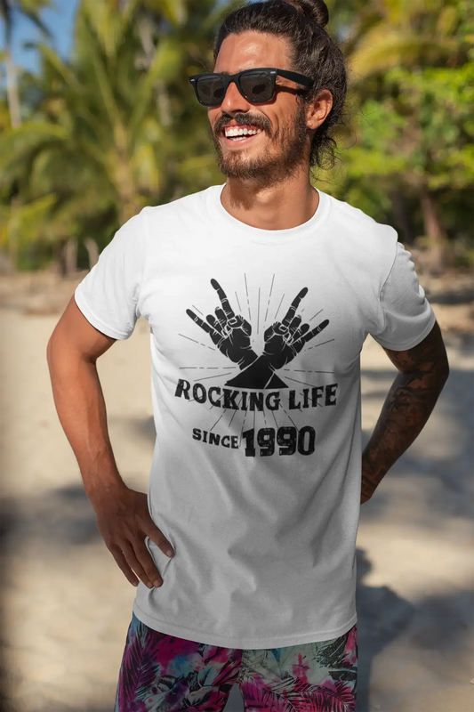 Rocking Life Since 1990 Herren T-Shirt Weiß Geburtstagsgeschenk 00400