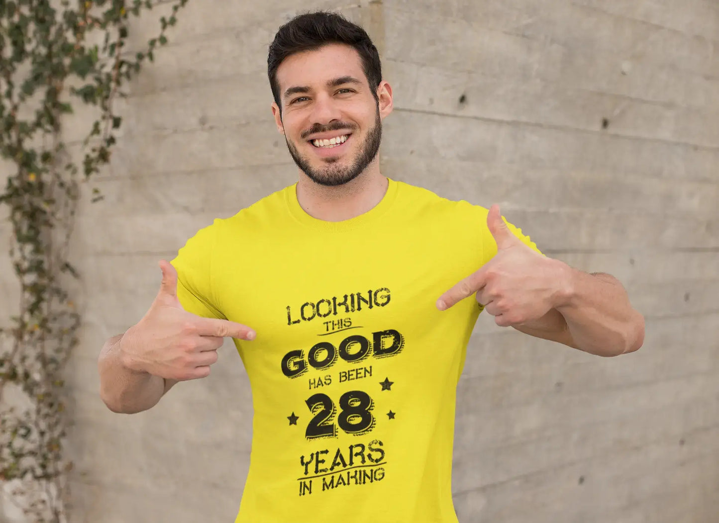 Looking This Good has been 28 Years in Making Men's T-shirt Lemon Birthday Gift Round Neck 00442