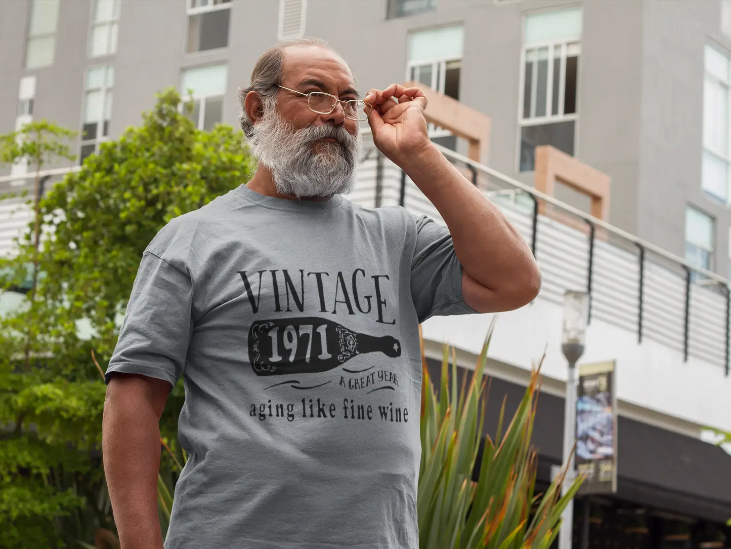 1971 Aging Like a Fine Wine Herren T-Shirt Grau Geburtstagsgeschenk 00459