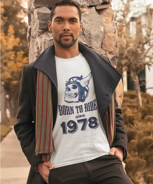 1978, Born to Ride Since 1978 T-shirt Homme Blanc Cadeau d'anniversaire 00494