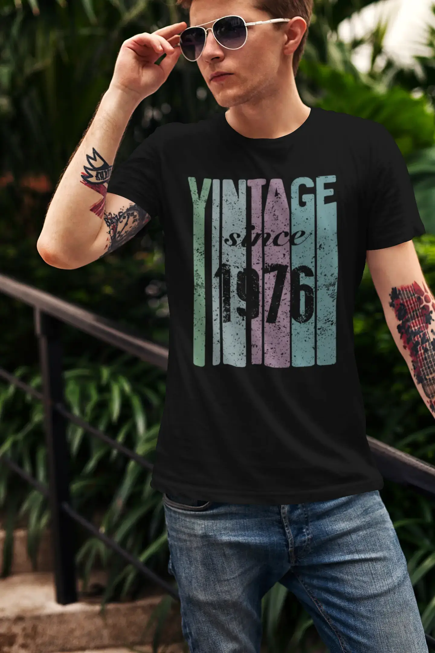 1976, Vintage Depuis 1976 T-shirt <span>Homme</span> <span>Noir</span> <span>Cadeau</span> <span>d'anniversaire</span> 00502