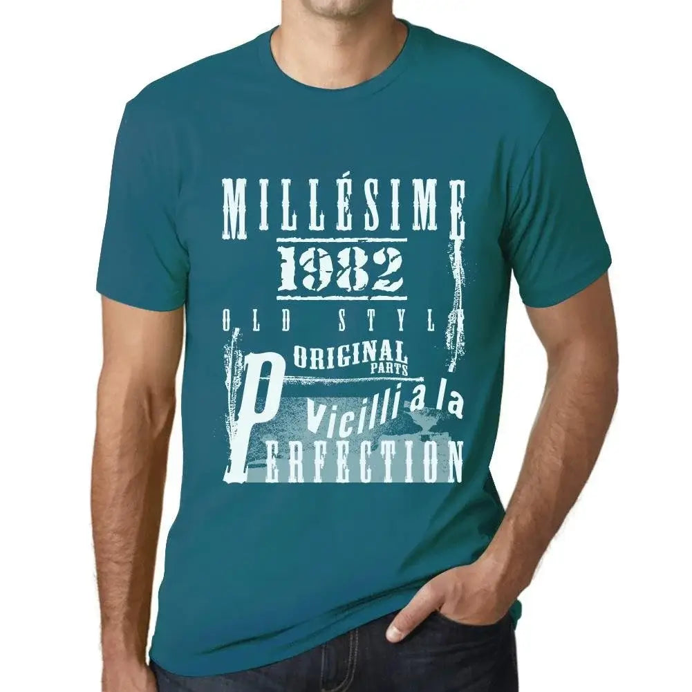 Men's Graphic T-Shirt Vintage Aged to Perfection 1982 – Millésime Vieilli à la Perfection 1982 – 42nd Birthday Anniversary 42 Year Old Gift 1982 Vintage Eco-Friendly Short Sleeve Novelty Tee