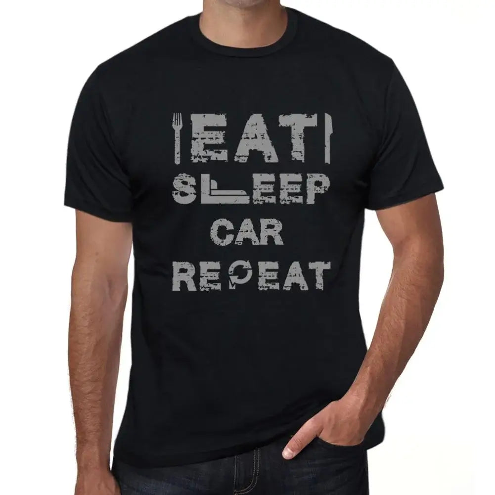 Men's Graphic T-Shirt Eat Sleep Car Repeat Eco-Friendly Limited Edition Short Sleeve Tee-Shirt Vintage Birthday Gift Novelty