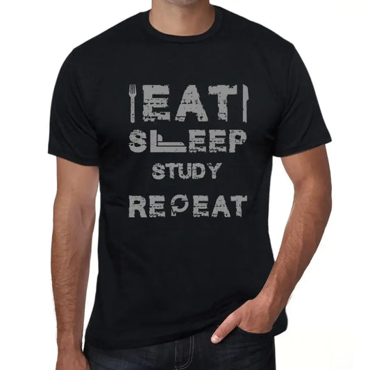 Men's Graphic T-Shirt Eat Sleep Study Repeat Eco-Friendly Limited Edition Short Sleeve Tee-Shirt Vintage Birthday Gift Novelty