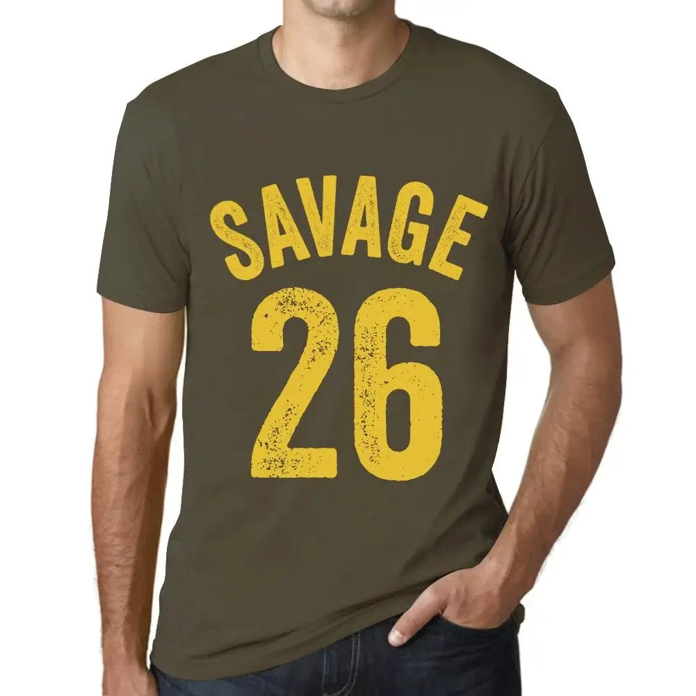 Men's Graphic T-Shirt Savage 26 26th Birthday Anniversary 26 Year Old Gift 1998 Vintage Eco-Friendly Short Sleeve Novelty Tee