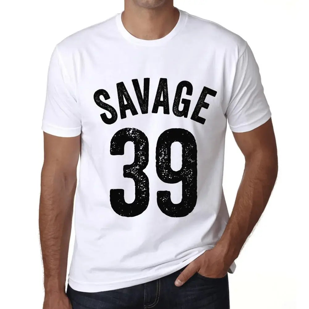 Men's Graphic T-Shirt Savage 39 39th Birthday Anniversary 39 Year Old Gift 1985 Vintage Eco-Friendly Short Sleeve Novelty Tee