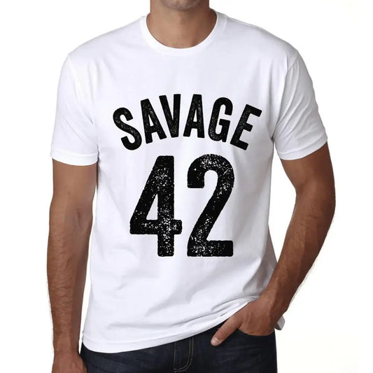 Men's Graphic T-Shirt Savage 42 42nd Birthday Anniversary 42 Year Old Gift 1982 Vintage Eco-Friendly Short Sleeve Novelty Tee