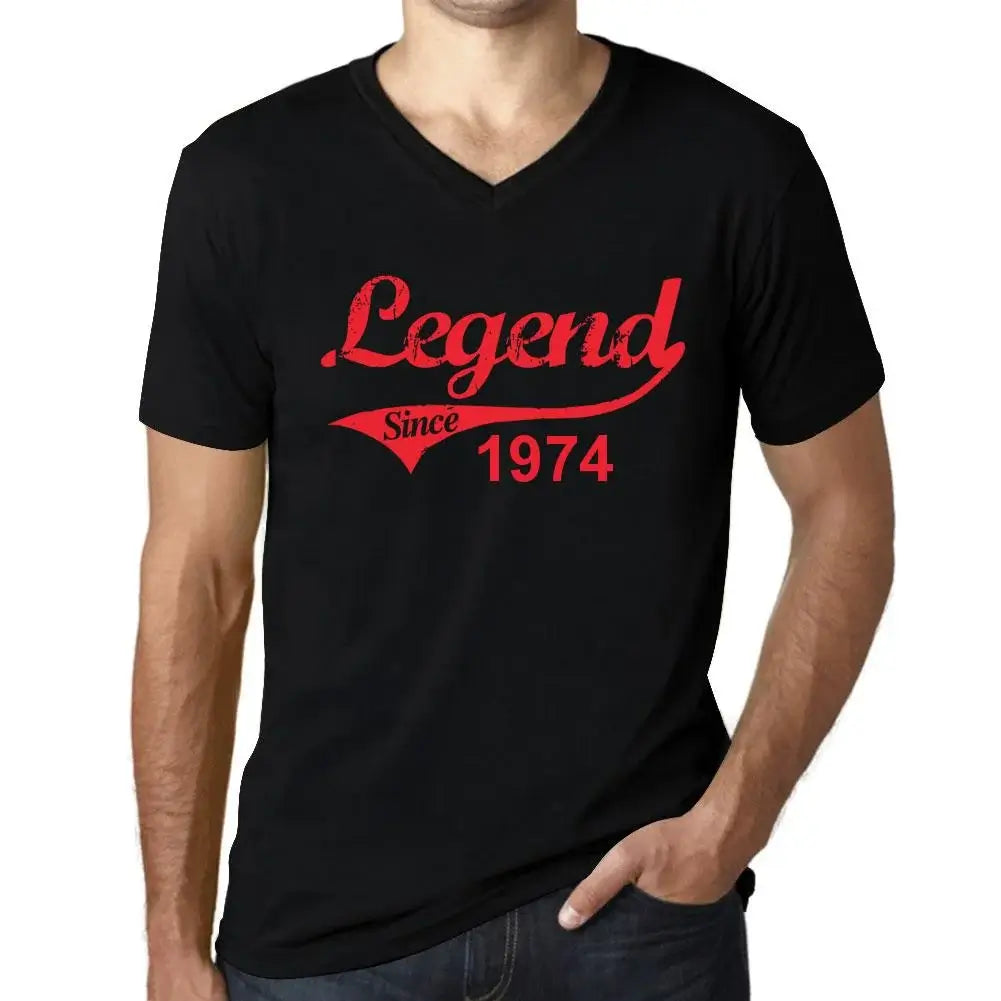 Men's Graphic T-Shirt V Neck Legend Since 1974 50th Birthday Anniversary 50 Year Old Gift 1974 Vintage Eco-Friendly Short Sleeve Novelty Tee