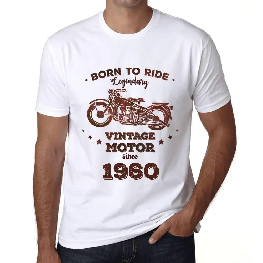 Men's Graphic T-Shirt Born to Ride Legendary Motor Since 1960 64th Birthday Anniversary 64 Year Old Gift 1960 Vintage Eco-Friendly Short Sleeve Novelty Tee