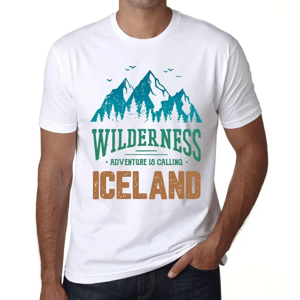 Men's Graphic T-Shirt Wilderness, Adventure Is Calling Iceland Eco-Friendly Limited Edition Short Sleeve Tee-Shirt Vintage Birthday Gift Novelty