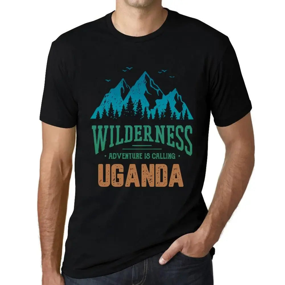 Men's Graphic T-Shirt Wilderness, Adventure Is Calling Uganda Eco-Friendly Limited Edition Short Sleeve Tee-Shirt Vintage Birthday Gift Novelty