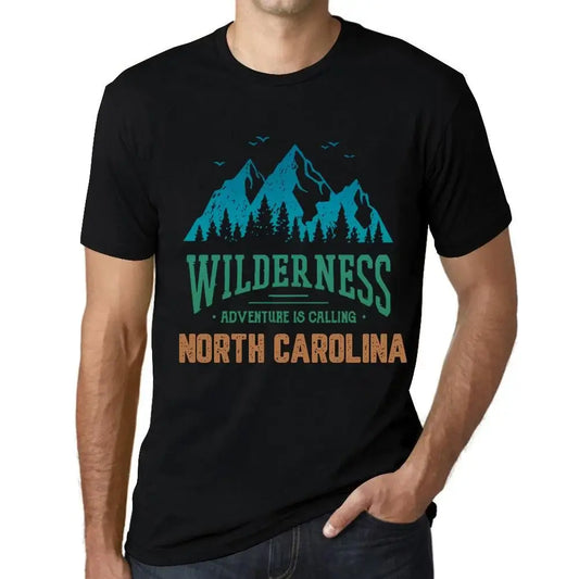 Men's Graphic T-Shirt Wilderness, Adventure Is Calling North Carolina Eco-Friendly Limited Edition Short Sleeve Tee-Shirt Vintage Birthday Gift Novelty