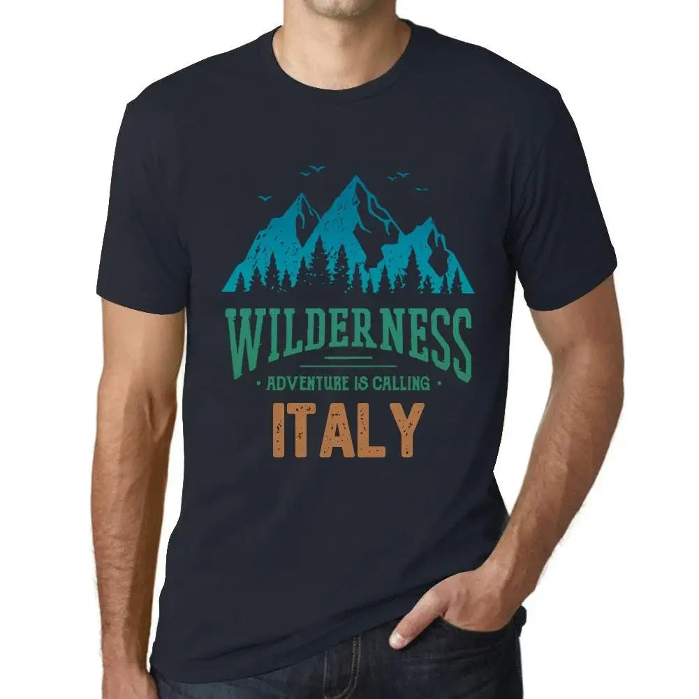 Men's Graphic T-Shirt Wilderness, Adventure Is Calling Italy Eco-Friendly Limited Edition Short Sleeve Tee-Shirt Vintage Birthday Gift Novelty