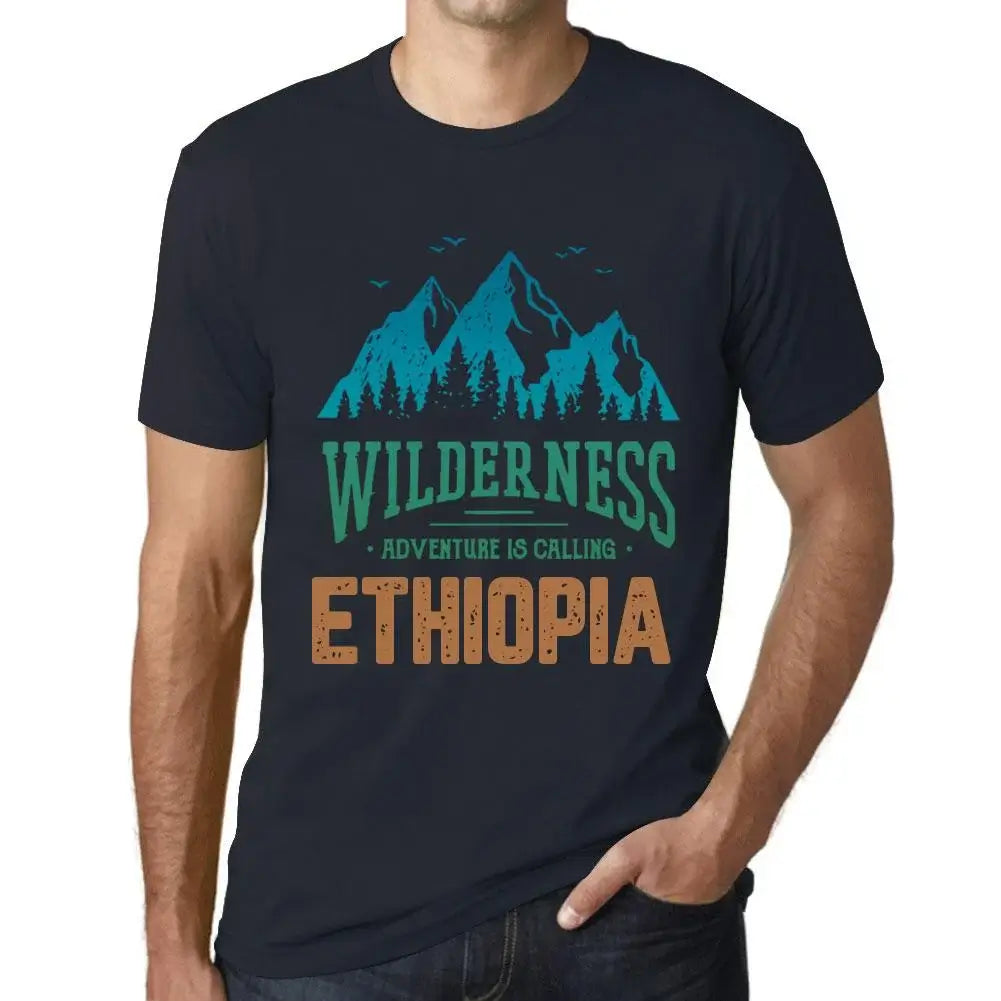 Men's Graphic T-Shirt Wilderness, Adventure Is Calling Ethiopia Eco-Friendly Limited Edition Short Sleeve Tee-Shirt Vintage Birthday Gift Novelty