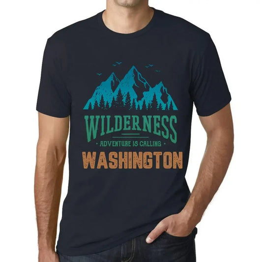 Men's Graphic T-Shirt Wilderness, Adventure Is Calling Washington Eco-Friendly Limited Edition Short Sleeve Tee-Shirt Vintage Birthday Gift Novelty