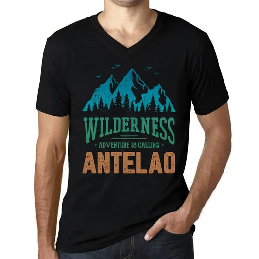 Men's Graphic T-Shirt V Neck Wilderness, Adventure Is Calling Antelao Eco-Friendly Limited Edition Short Sleeve Tee-Shirt Vintage Birthday Gift Novelty