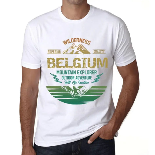 Men's Graphic T-Shirt Outdoor Adventure, Wilderness, Mountain Explorer Belgium Eco-Friendly Limited Edition Short Sleeve Tee-Shirt Vintage Birthday Gift Novelty