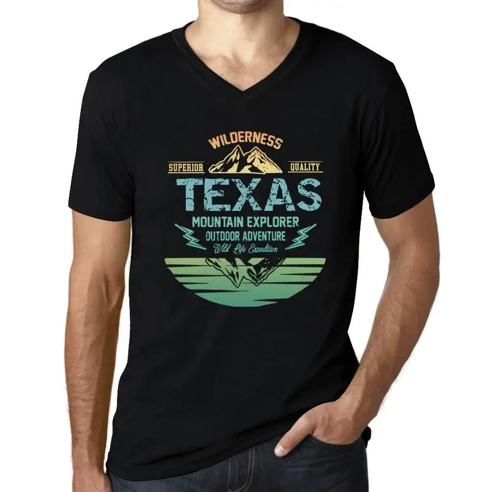 Men's Graphic T-Shirt V Neck Outdoor Adventure, Wilderness, Mountain Explorer Texas Eco-Friendly Limited Edition Short Sleeve Tee-Shirt Vintage Birthday Gift Novelty