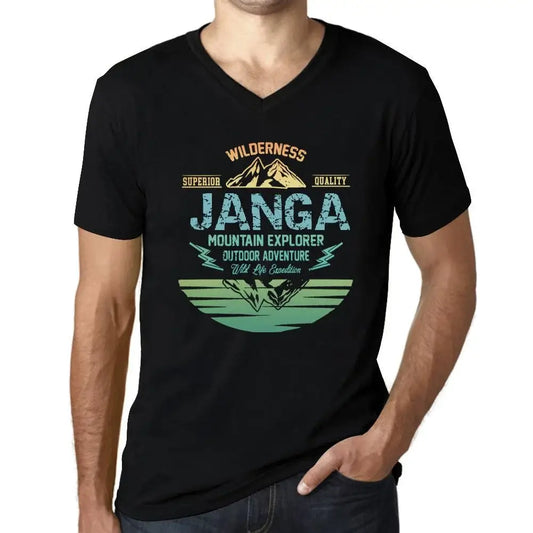 Men's Graphic T-Shirt V Neck Outdoor Adventure, Wilderness, Mountain Explorer Janga Eco-Friendly Limited Edition Short Sleeve Tee-Shirt Vintage Birthday Gift Novelty