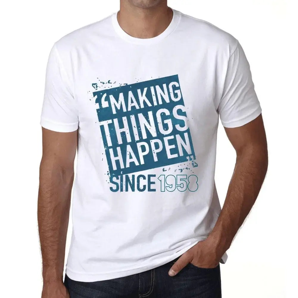 Men's Graphic T-Shirt Making Things Happen Since 1958 66th Birthday Anniversary 66 Year Old Gift 1958 Vintage Eco-Friendly Short Sleeve Novelty Tee