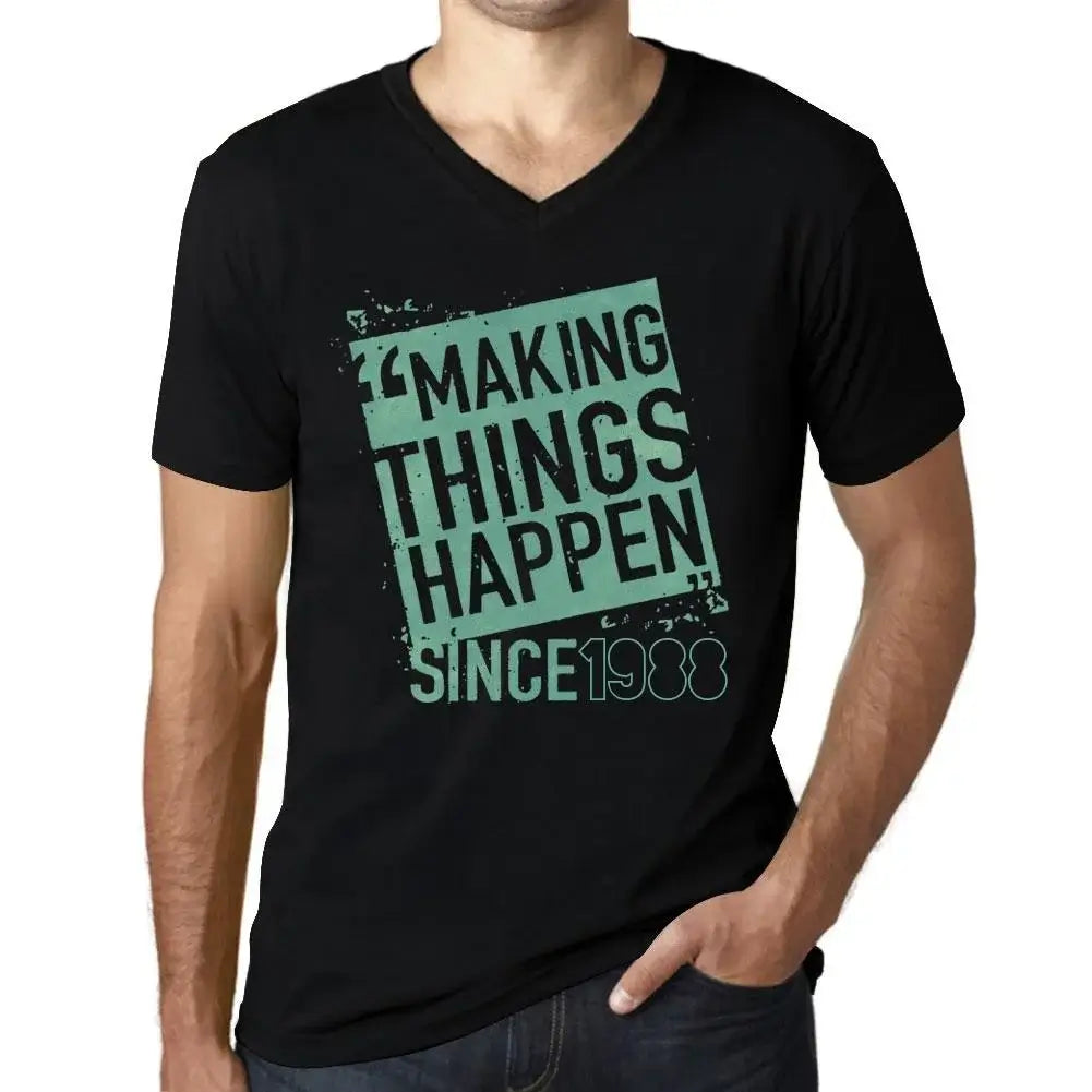 Men's Graphic T-Shirt V Neck Making Things Happen Since 1988 36th Birthday Anniversary 36 Year Old Gift 1988 Vintage Eco-Friendly Short Sleeve Novelty Tee