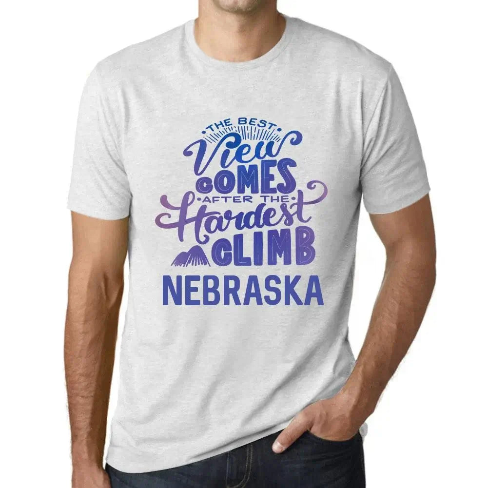 Men's Graphic T-Shirt The Best View Comes After Hardest Mountain Climb Nebraska Eco-Friendly Limited Edition Short Sleeve Tee-Shirt Vintage Birthday Gift Novelty