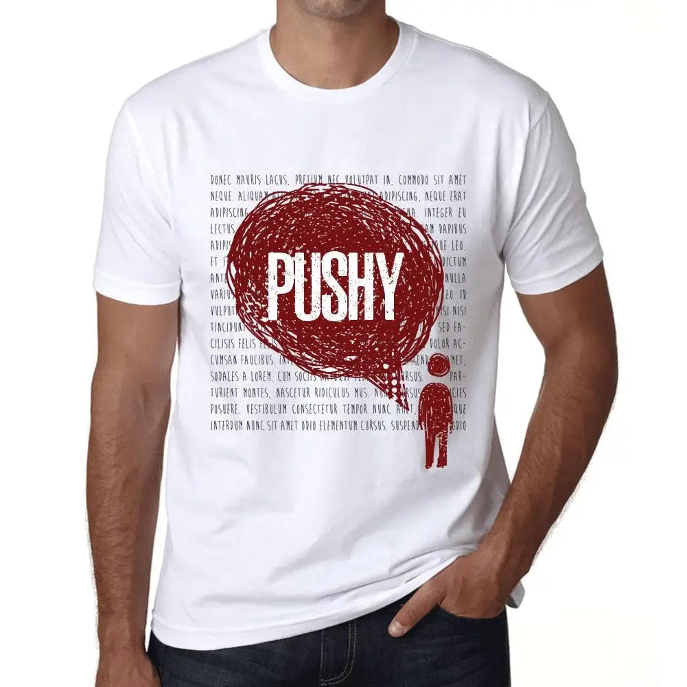 Men's Graphic T-Shirt Thoughts Pushy Eco-Friendly Limited Edition Short Sleeve Tee-Shirt Vintage Birthday Gift Novelty