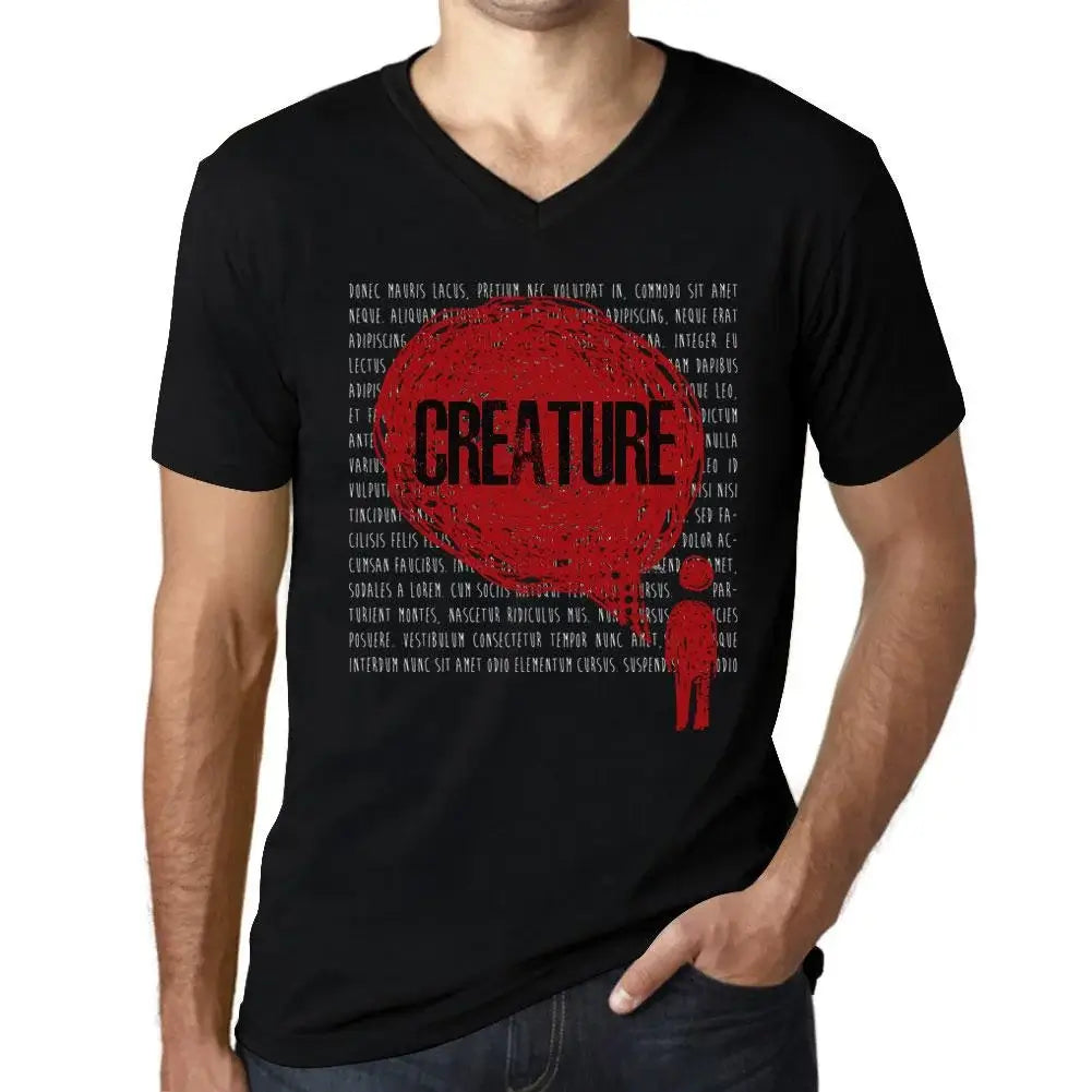 Men's Graphic T-Shirt V Neck Thoughts Creature Eco-Friendly Limited Edition Short Sleeve Tee-Shirt Vintage Birthday Gift Novelty