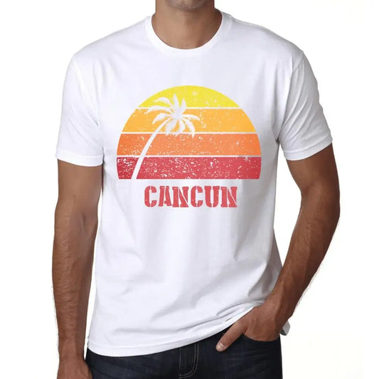 Men's Graphic T-Shirt Palm, Beach, Sunset In Cancun Eco-Friendly Limited Edition Short Sleeve Tee-Shirt Vintage Birthday Gift Novelty
