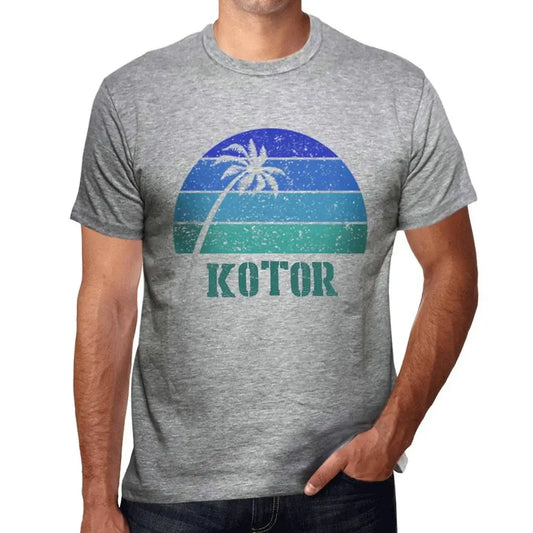 Men's Graphic T-Shirt Palm, Beach, Sunset In Kotor Eco-Friendly Limited Edition Short Sleeve Tee-Shirt Vintage Birthday Gift Novelty