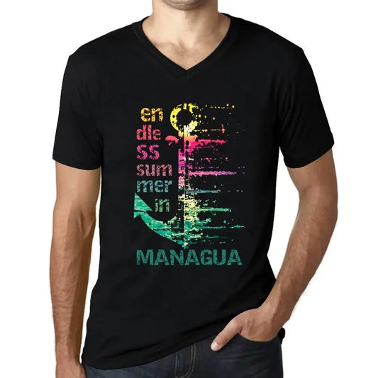 Men's Graphic T-Shirt V Neck Endless Summer In Managua Eco-Friendly Limited Edition Short Sleeve Tee-Shirt Vintage Birthday Gift Novelty