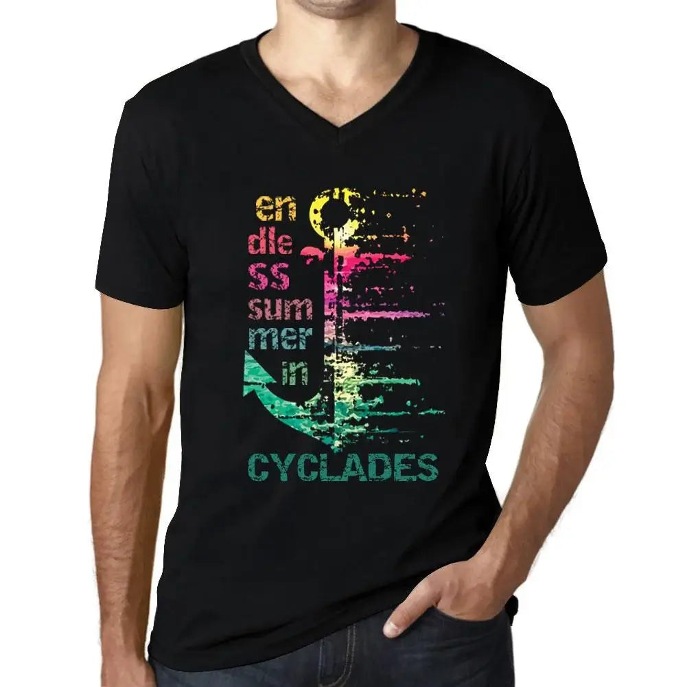 Men's Graphic T-Shirt V Neck Endless Summer In Cyclades Eco-Friendly Limited Edition Short Sleeve Tee-Shirt Vintage Birthday Gift Novelty