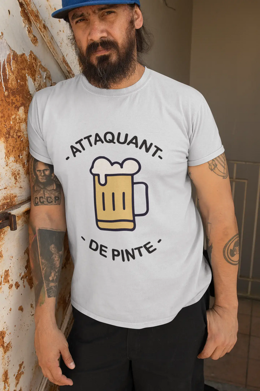 Homme T-Shirt Graphique Imprimé Vintage Tee Attaquant de Pinte Blanc Chiné