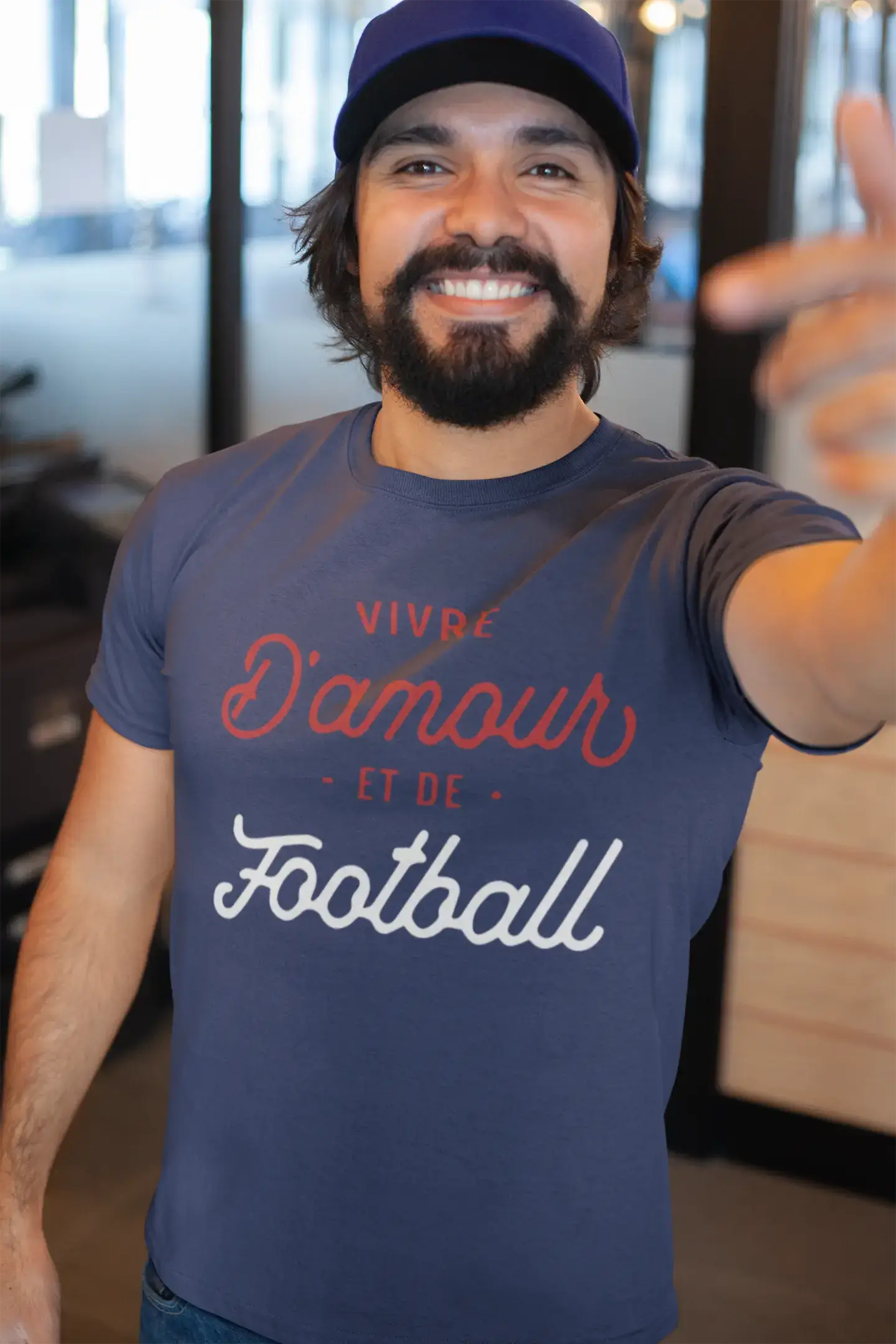 Ultrabasic - Homme Graphique Vivre d'amour et de Football T-Shirt Imprimé Lettres