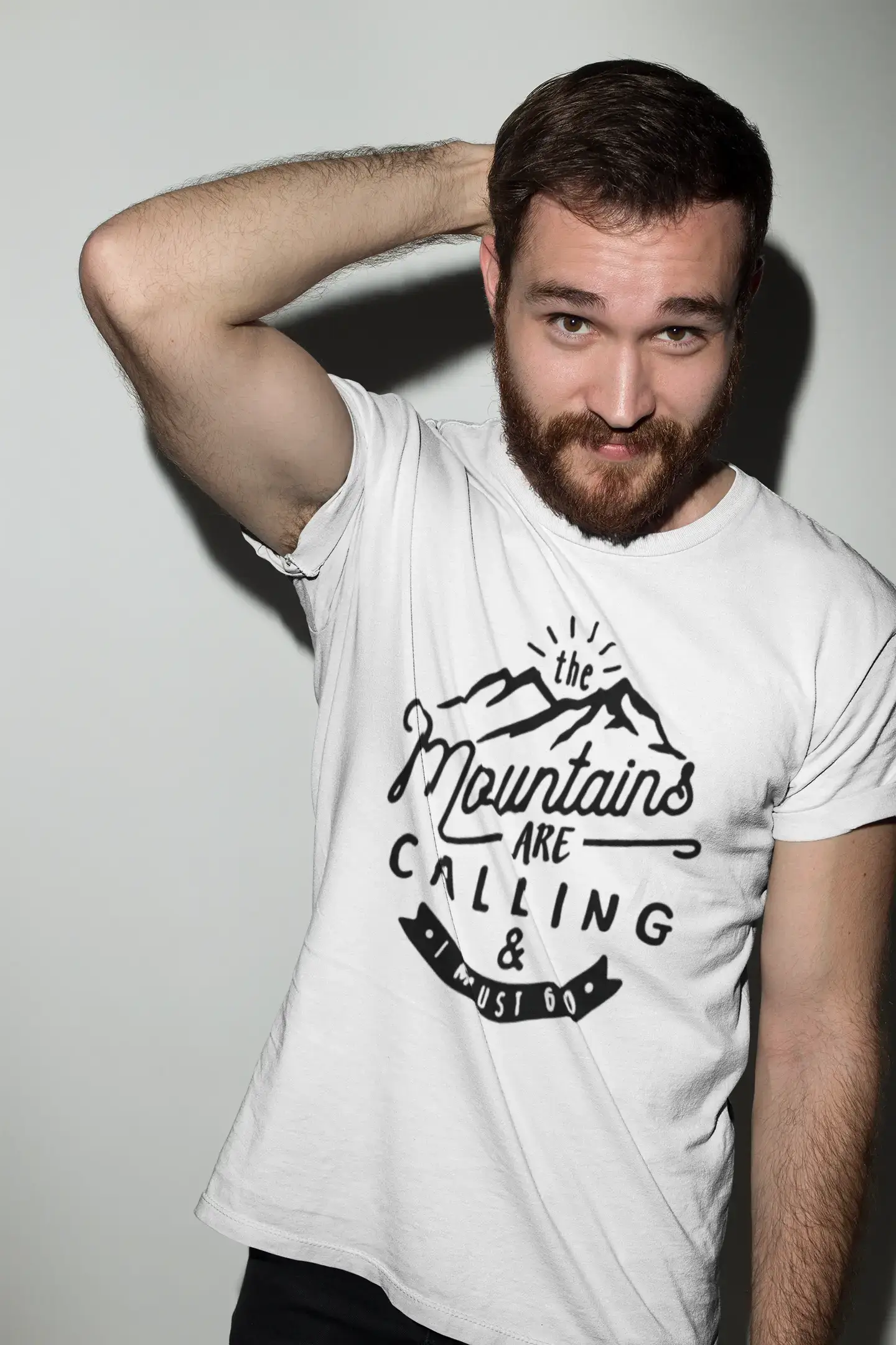 ULTRABASIC - Graphic Printed Men's The Mountains Are Calling And I Must Go Hiking Tee Military Green