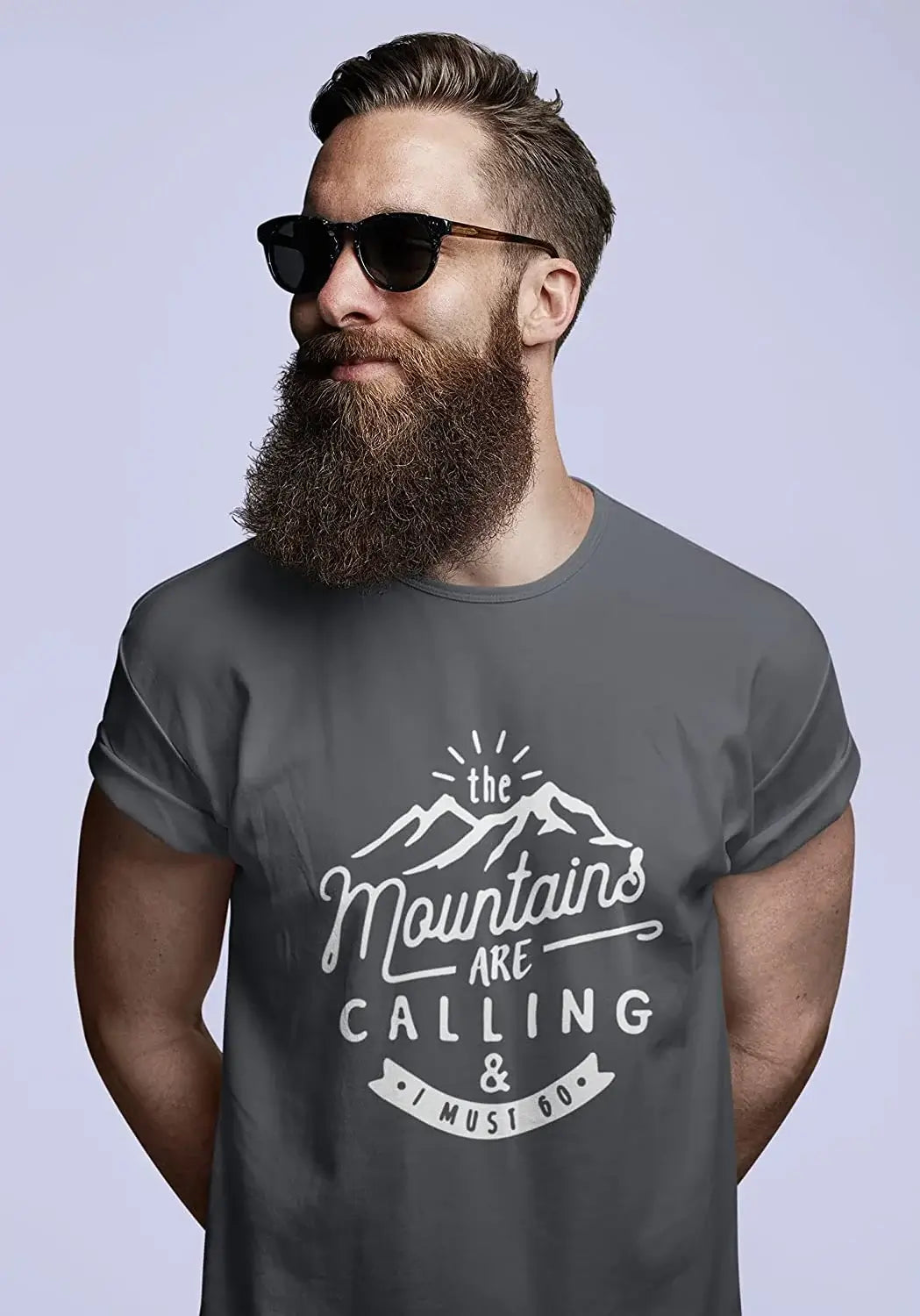 ULTRABASIC - Graphic Printed Men's The Mountains Are Calling And I Must Go Hiking Tee Dark Purple