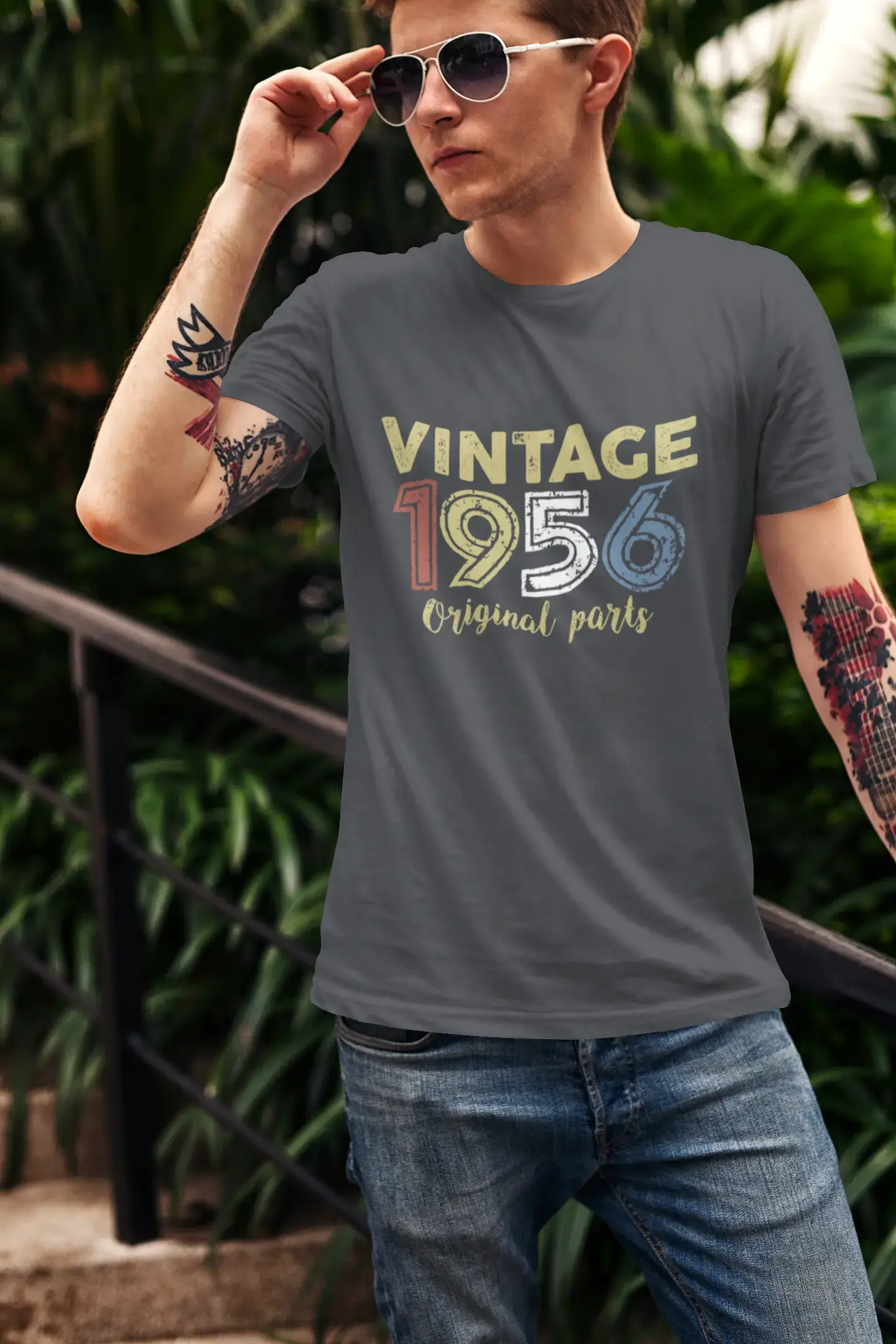ULTRABASIC - Graphic Printed Men's Vintage 1956 T-Shirt Navy