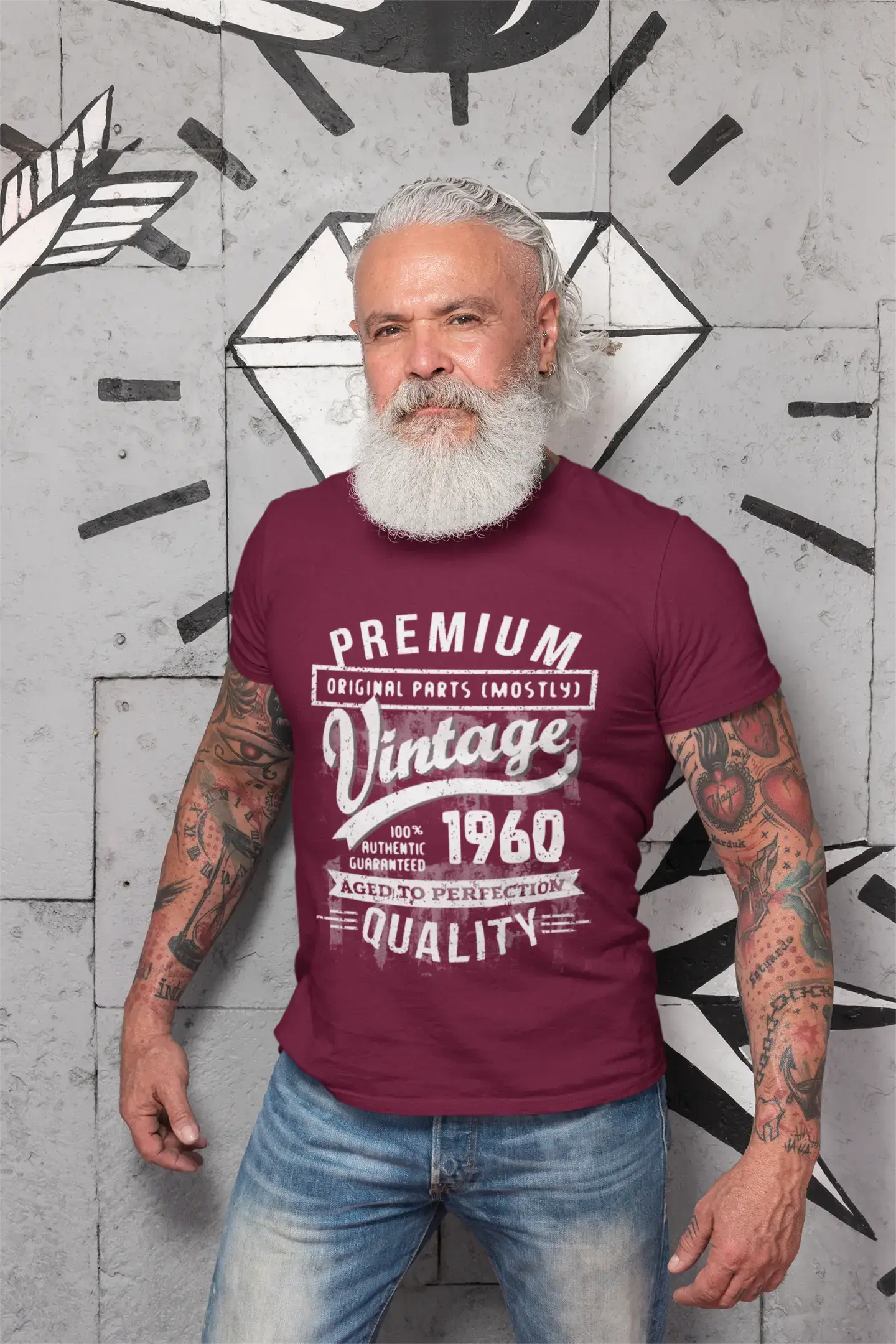 ULTRABASIC – <span>Grafisches</span> <span>Herren</span> -T-Shirt „1960 Aged to Perfection“ <span>als</span> <span>Geburtstagsgeschenk</span>