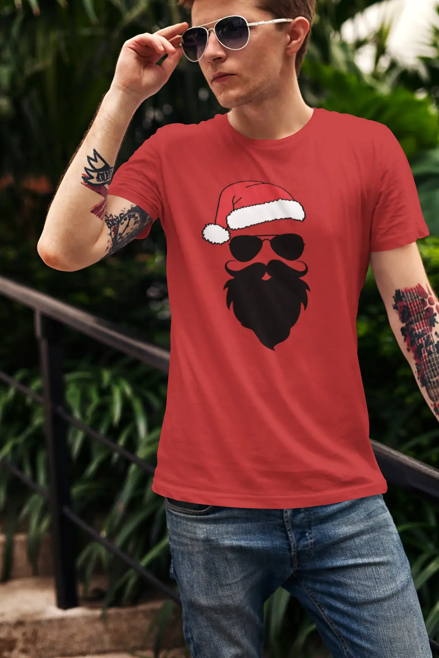 ULTRABASIC - <span>Grafisches</span> <span>Herren-</span> T-Shirt mit lustigem Weihnachtsmann und coolem Weihnachtsmotiv, <span>Geschenk-</span> T-Shirt Emerald