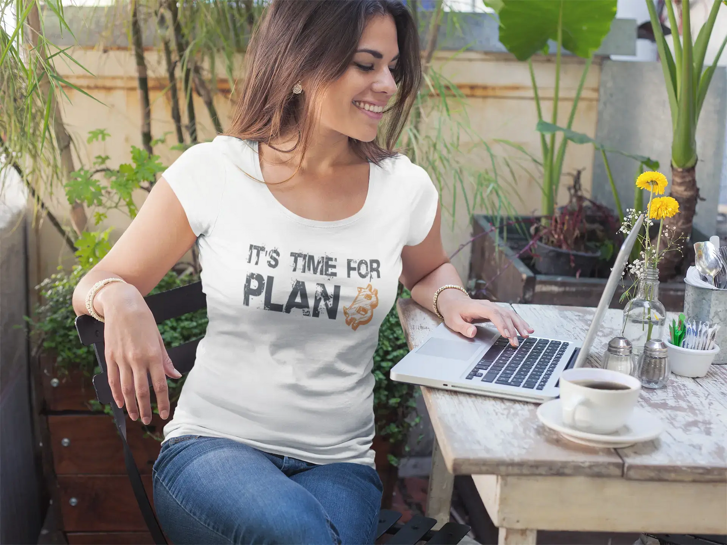 Ultrabasic® Tee-Shirt Femme Manches Courtes It's Time for Plan B Bitcoin BTC HODL Idée Cadeau Tee Crypto