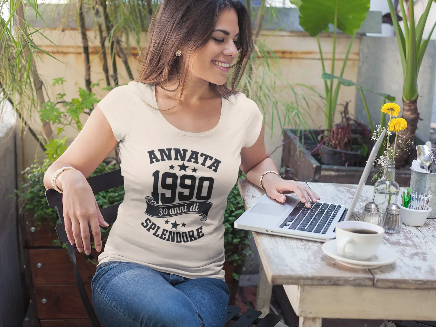 Ultrabasic® Tee-Shirt Femme col Rond Décolleté Annata Fatto nel 1990, 30 Anni di Splendore Anniversaire Cadeau