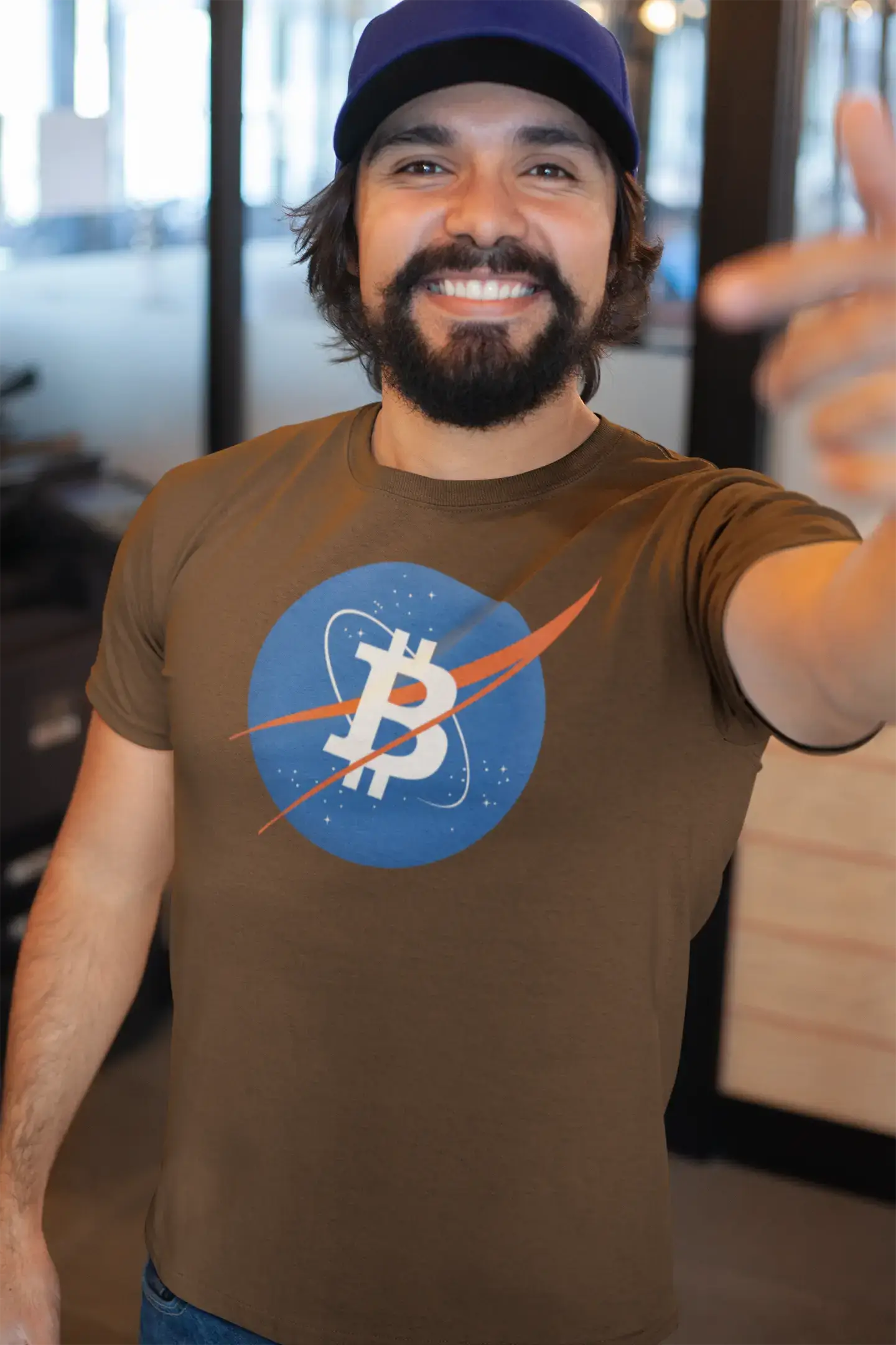 Men’s Graphic T-Shirt Bitcoin BTC NASA Style Vintage White Gift Idea