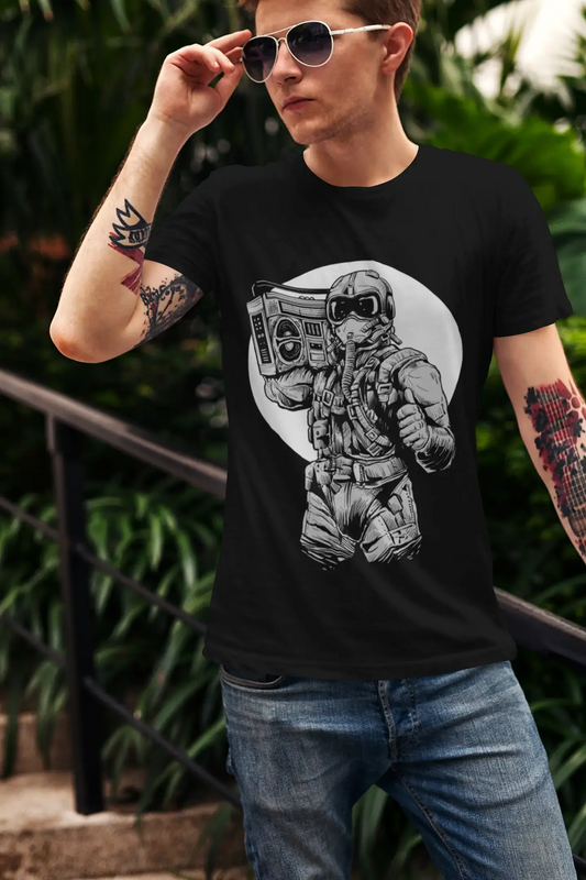 ULTRABASIC Herren T-Shirt Pilot Fighter Boombox auf der Schulter – lustiges Musik-Shirt