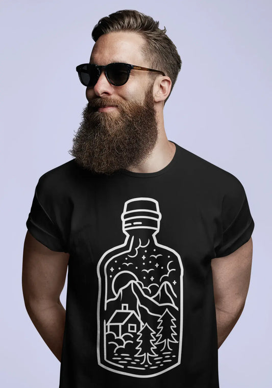 T-shirt graphique ULTRABASIC pour hommes Montagne dans la bouteille - Chemise de camping aventure