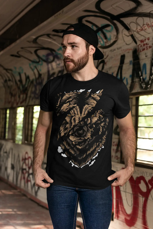 ULTRABASIC T-shirt déchiré pour homme Ours brun – Chemise graphique vintage urbaine pour homme