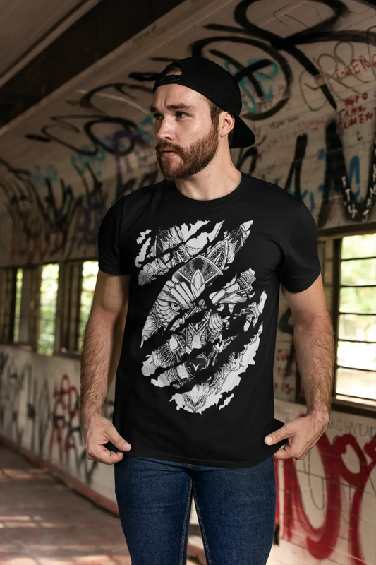 ULTRABASIC Men's Torn T-Shirt Warrior Wolf - Funny Shirt for Men